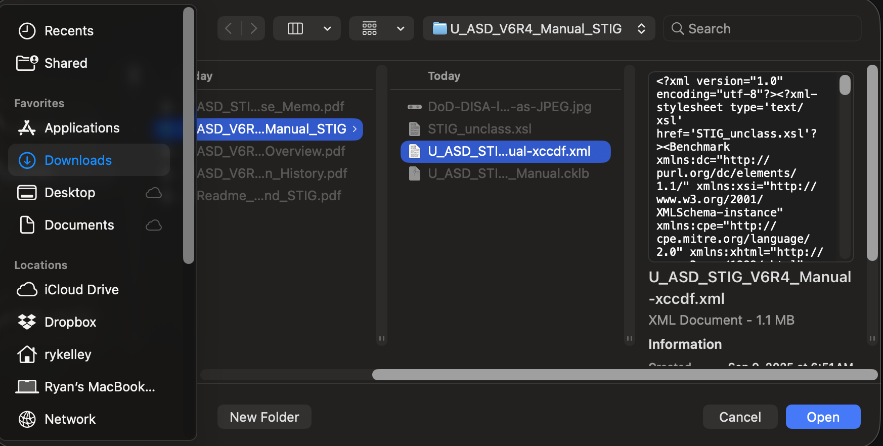 Importing an XCCDF benchmark to generate a new checklist